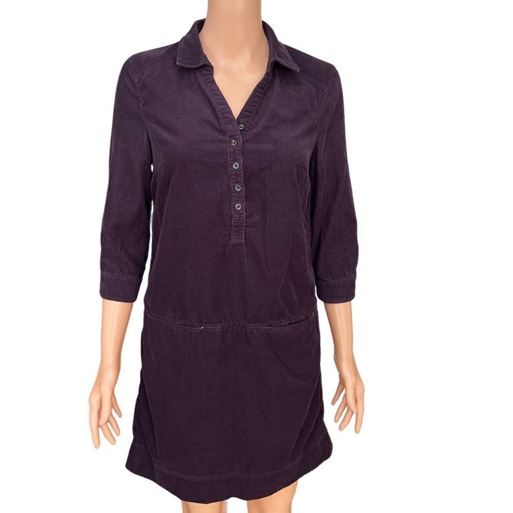 Anthropologie Odille shirt Dress Size 0 Corduroy Firewarmed Purple Pockets